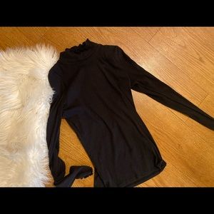 Black Scalloped-Neck Turtleneck